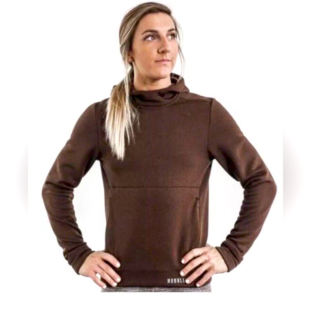 NO BULL Athletic Brown Performance Pull Over Hoodie Pockets CrossFit Small